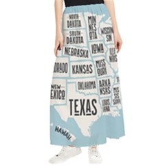 Black White Usa Map States Maxi Chiffon Skirt by B30l