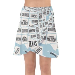 Black White Usa Map States Wrap Front Skirt by B30l