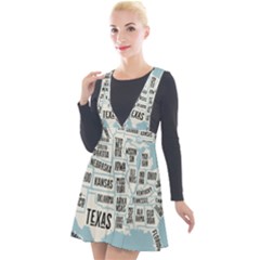 Black White Usa Map States Plunge Pinafore Velour Dress by B30l