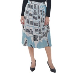 Black White Usa Map States Classic Velour Midi Skirt  by B30l