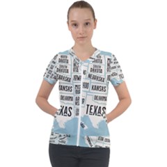 Black White Usa Map States Short Sleeve Zip Up Jacket by B30l