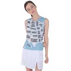 Black White Usa Map States Women s Sleeveless Sports Top by B30l