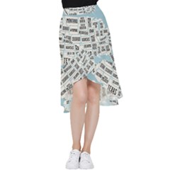 Black White Usa Map States Frill Hi Low Chiffon Skirt by B30l