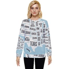 Black White Usa Map States Hidden Pocket Sweatshirt by B30l