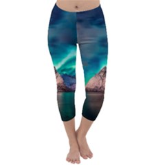 Amazing Aurora Borealis Colors Capri Winter Leggings  by B30l