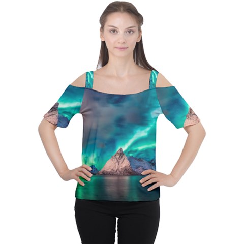 Amazing Aurora Borealis Colors Cutout Shoulder Tee by B30l