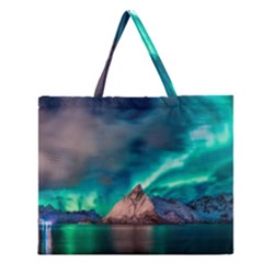 Amazing Aurora Borealis Colors Zipper Large Tote Bag