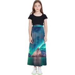 Amazing Aurora Borealis Colors Kids  Flared Maxi Skirt by B30l