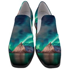 Amazing Aurora Borealis Colors Women Slip On Heel Loafers by B30l