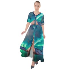 Amazing Aurora Borealis Colors Waist Tie Boho Maxi Dress by B30l