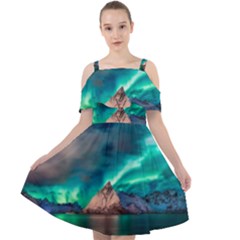 Amazing Aurora Borealis Colors Cut Out Shoulders Chiffon Dress by B30l