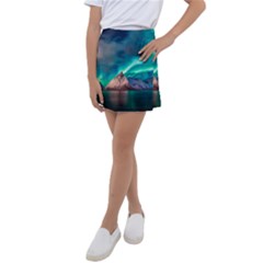 Amazing Aurora Borealis Colors Kids  Tennis Skirt by B30l