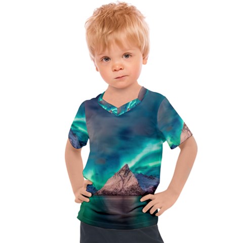 Amazing Aurora Borealis Colors Kids  Sports Tee by B30l