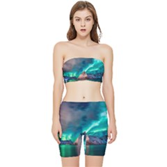 Amazing Aurora Borealis Colors Stretch Shorts And Tube Top Set by B30l