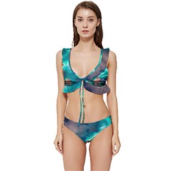 Amazing Aurora Borealis Colors Low Cut Ruffle Edge Bikini Set by B30l