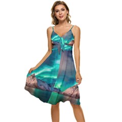 Amazing Aurora Borealis Colors Sleeveless Tie Front Chiffon Dress