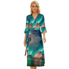 Amazing Aurora Borealis Colors Midsummer Wrap Dress by B30l