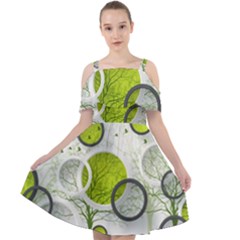 Circles Still Life Cut Out Shoulders Chiffon Dress by B30l