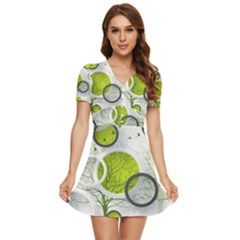 Circles Still Life V-neck High Waist Chiffon Mini Dress by B30l