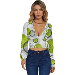 Circles Still Life Long Sleeve Deep-v Velour Top by B30l