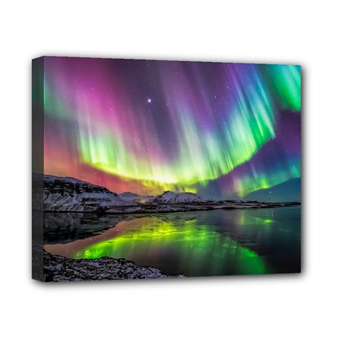 Aurora Borealis Polar Northern Lights Natural Phenomenon North Night Mountains Canvas 10  X 8  (stretched) by B30l