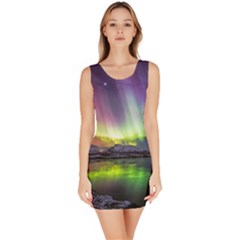 Aurora Borealis Polar Northern Lights Natural Phenomenon North Night Mountains Bodycon Dress by B30l