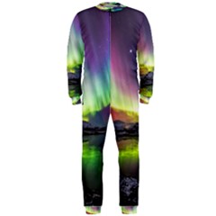 Aurora Borealis Polar Northern Lights Natural Phenomenon North Night Mountains Onepiece Jumpsuit (men)