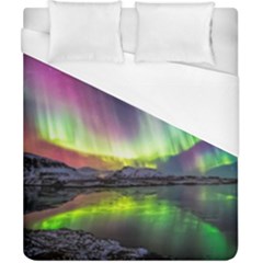 Aurora Borealis Polar Northern Lights Natural Phenomenon North Night Mountains Duvet Cover (california King Size) by B30l