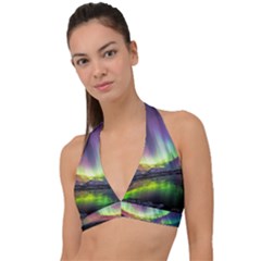 Aurora Borealis Polar Northern Lights Natural Phenomenon North Night Mountains Halter Plunge Bikini Top by B30l