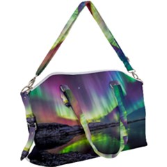 Aurora Borealis Polar Northern Lights Natural Phenomenon North Night Mountains Canvas Crossbody Bag by B30l