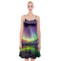 Aurora Borealis Polar Northern Lights Natural Phenomenon North Night Mountains Spaghetti Strap Velvet Dress View1