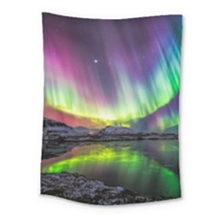 Aurora Borealis Polar Northern Lights Natural Phenomenon North Night Mountains Medium Tapestry by B30l