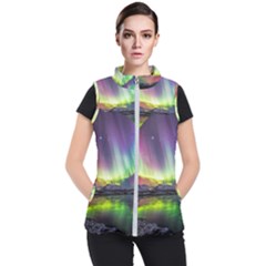 Aurora Borealis Polar Northern Lights Natural Phenomenon North Night Mountains Women s Puffer Vest