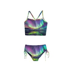 Aurora Borealis Polar Northern Lights Natural Phenomenon North Night Mountains Girls  Tankini Swimsuit by B30l