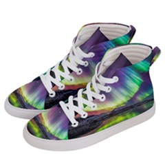 Aurora Borealis Polar Northern Lights Natural Phenomenon North Night Mountains Women s Hi-top Skate Sneakers by B30l