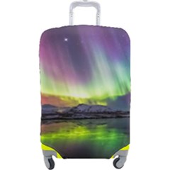 Aurora Borealis Polar Northern Lights Natural Phenomenon North Night Mountains Luggage Cover (large) by B30l