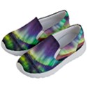 Aurora Borealis Polar Northern Lights Natural Phenomenon North Night Mountains Kids Lightweight Slip Ons View2