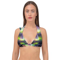 Aurora Borealis Polar Northern Lights Natural Phenomenon North Night Mountains Double Strap Halter Bikini Top by B30l