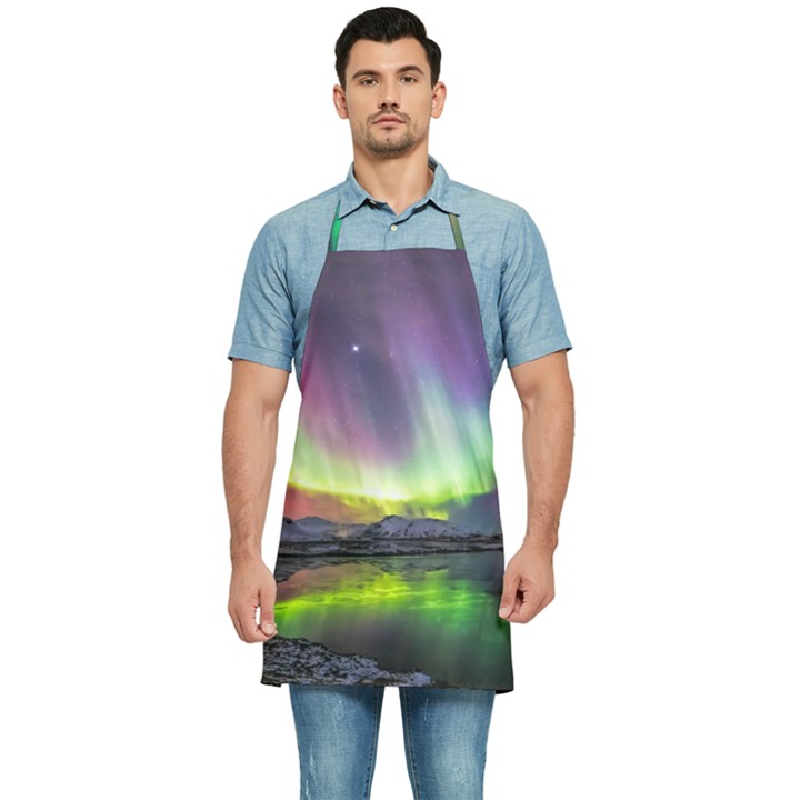 Aurora Borealis Polar Northern Lights Natural Phenomenon North Night Mountains Kitchen Apron