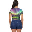 Aurora Borealis Polar Northern Lights Natural Phenomenon North Night Mountains Side Button Cropped Tee View4