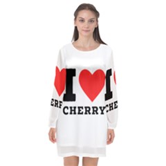 I Love Cherry Long Sleeve Chiffon Shift Dress  by ilovewhateva