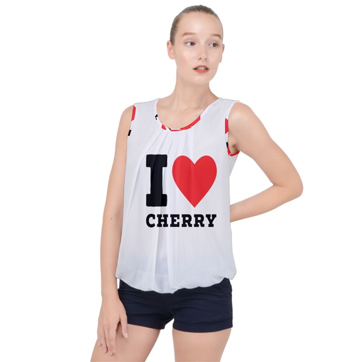 I love cherry Bubble Hem Chiffon Tank Top