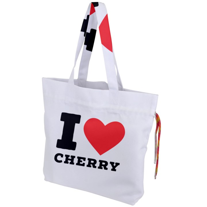 I love cherry Drawstring Tote Bag