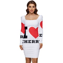 I Love Cherry Women Long Sleeve Ruched Stretch Jersey Dress by ilovewhateva