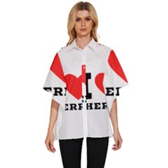 I Love Cherry Women s Batwing Button Up Shirt