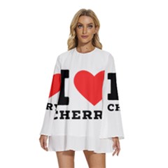 I Love Cherry Round Neck Long Sleeve Bohemian Style Chiffon Mini Dress by ilovewhateva