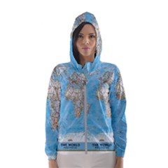 Blue White And Green World Map National Geographic Women s Hooded Windbreaker