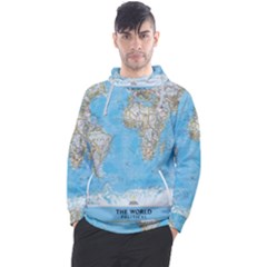 Blue White And Green World Map National Geographic Men s Pullover Hoodie