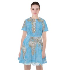 Blue White And Green World Map National Geographic Sailor Dress by B30l