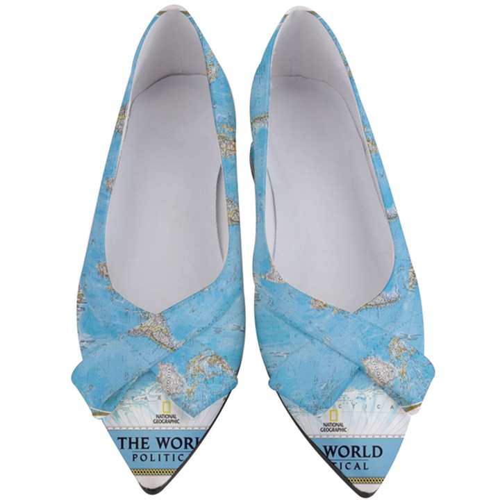 Blue White And Green World Map National Geographic Women s Bow Heels